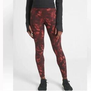 Athleta Maroon Tie-Dye Leggings